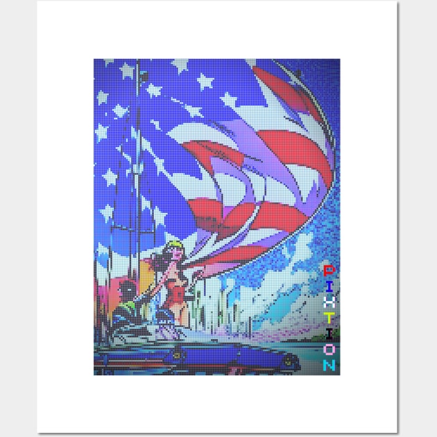 america sailing lady Wall Art by pixtion